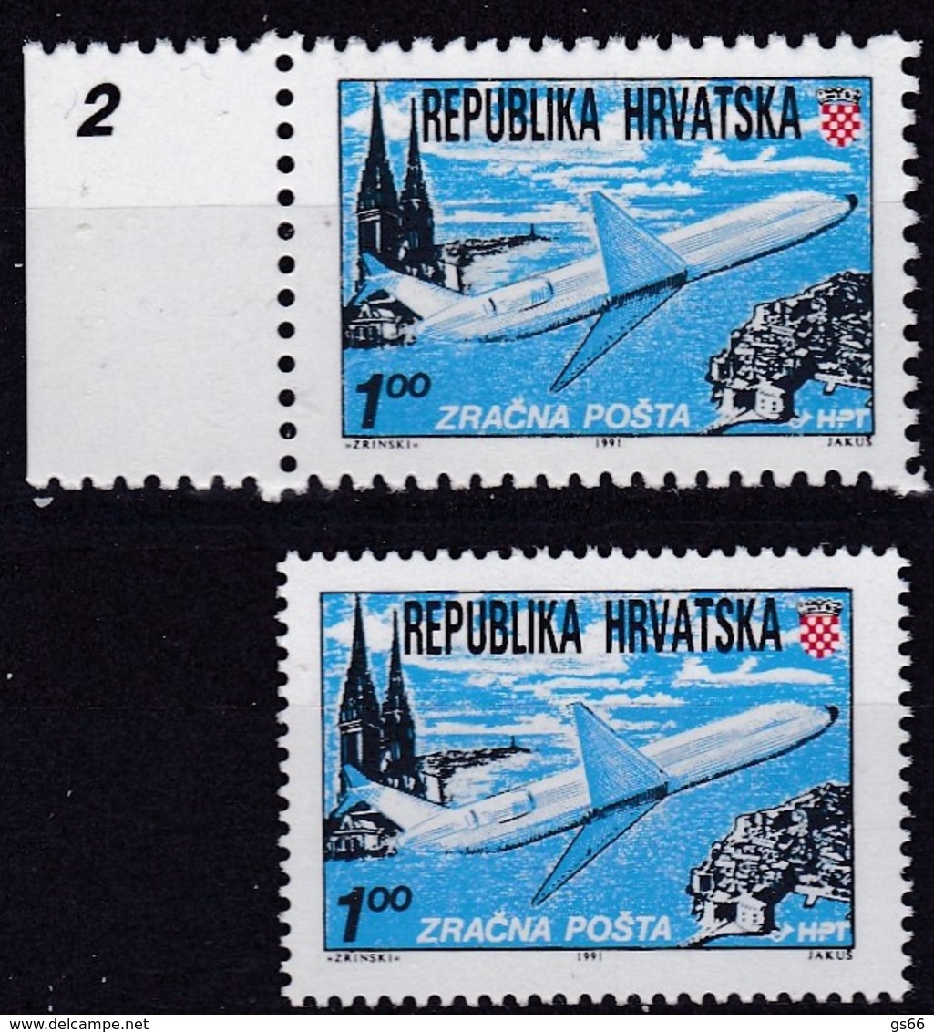 KROATIEN, 1991, 179 A + C, Flugpost Zagreb-Dubrovnik. MNH **, - Kroatien