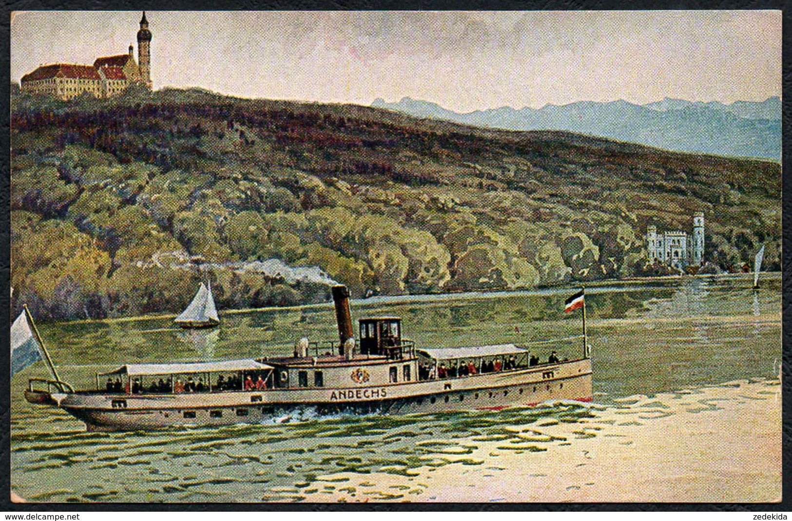 C0454 - Dampfer Andechs - Rheinschifffahrt Schaufelraddampfer - Ammersee Kloster - Ottmar Zieher - Bahnpost - Dampfer