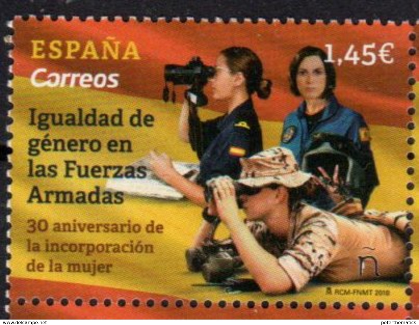 SPAIN, 2018, MNH,MILITARY, GENDER EQUALITY IN THE ARMED FORCES, 30th ANNIVERSARY OF WOMEN'S INCORPORATION IN MILITARY,1v - Militaria