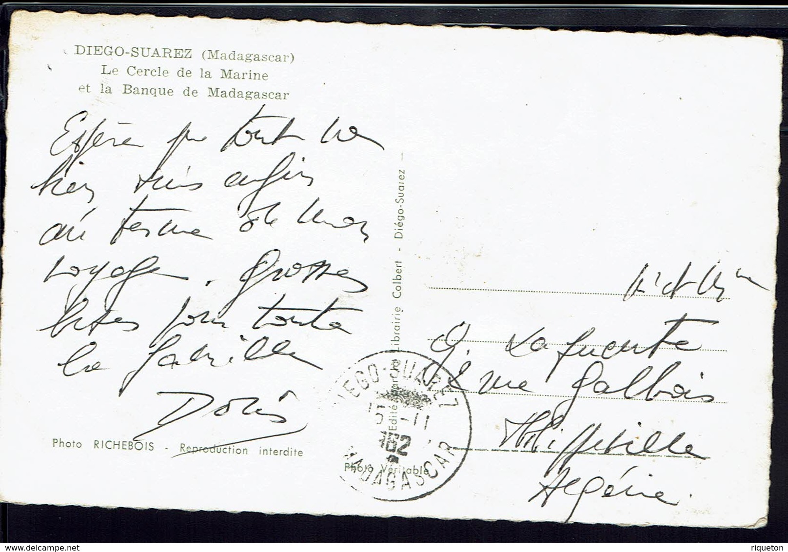 DIEGO-SUAREZ  "Le Cercle De La Marine Et La Banque De Madagascar" Ed. Richebois - B/TB - - Madagascar