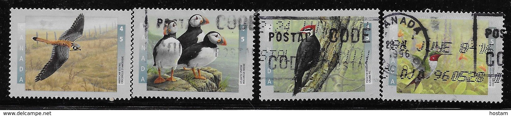 CANADA 1996,USED, # 1591-2,3-4,  BIRDS OF CANADA, Oiseaux Divers - Oblitérés