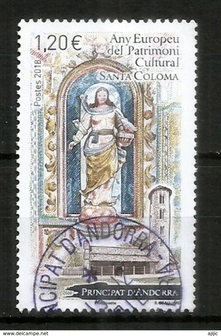 La Vierge Du Remei,sculpture Romane,église De Santa Coloma.Année Européenne Du Patrimoine. Timbre Oblitéré 1 ère Qualité - Used Stamps