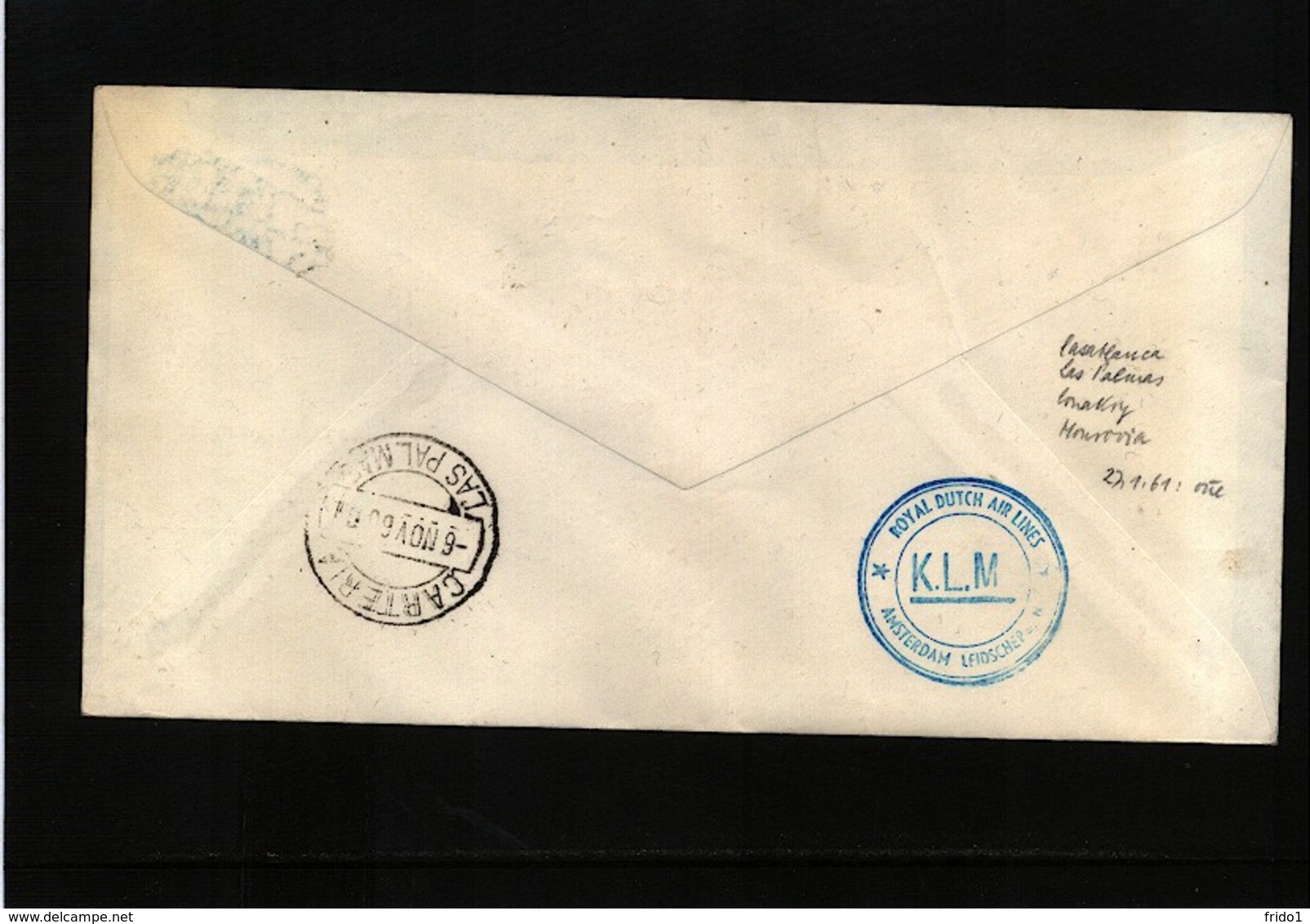 Netherlands 1960 KLM First Flight Amsterdam - Las Palmas - Covers & Documents