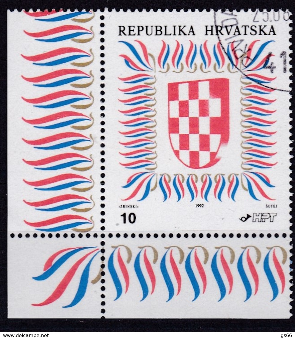 KROATIEN, 1992, 186 C,  Staatswappen. Gestempelt Oo - Kroatien