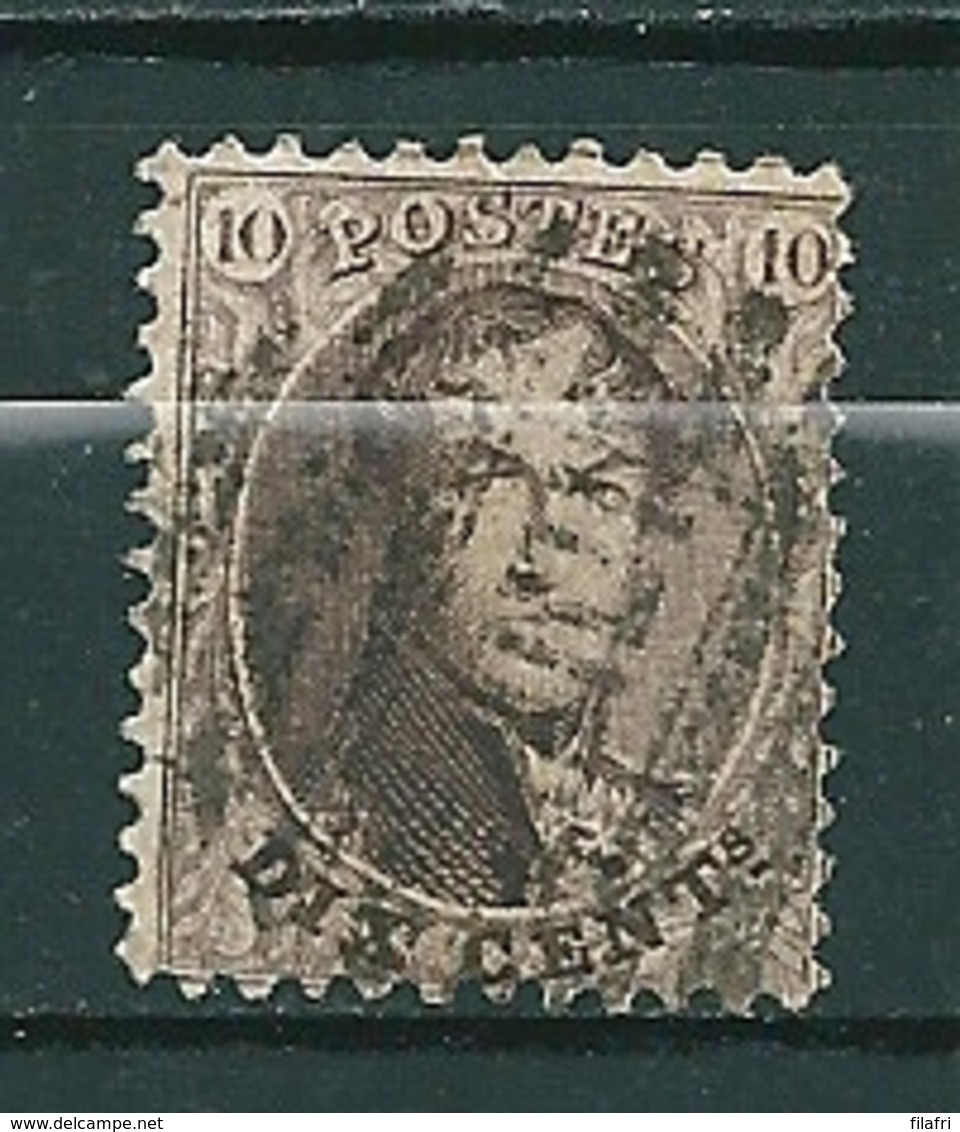 Nr 14A Gestempeld P MIDI - Cote 4,50 + COBA 6,00 - 1863-1864 Médaillons (13/16)