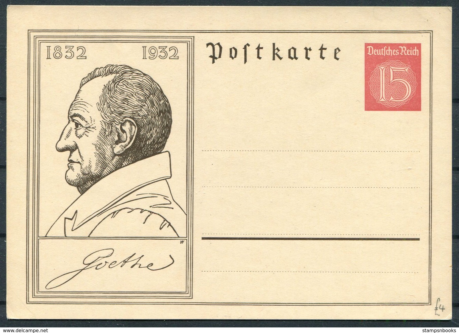 1932 Germany Goethe Stationery Postcard - Covers & Documents