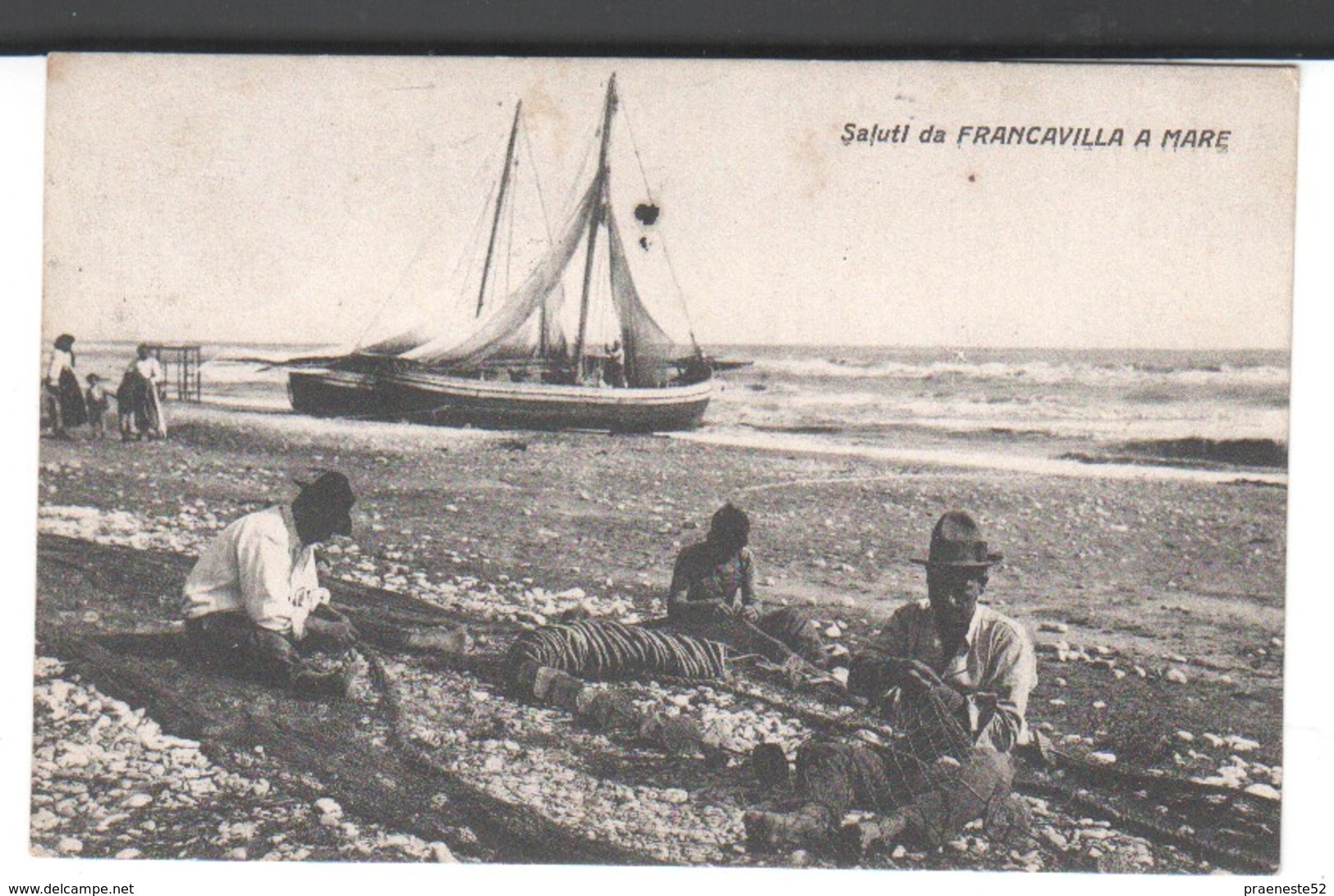 Chieti-francavilla A Mare-saluti.pescatori Alle Reti--viagg.1924-cartol. Di 94 Anni -animata- - Chieti