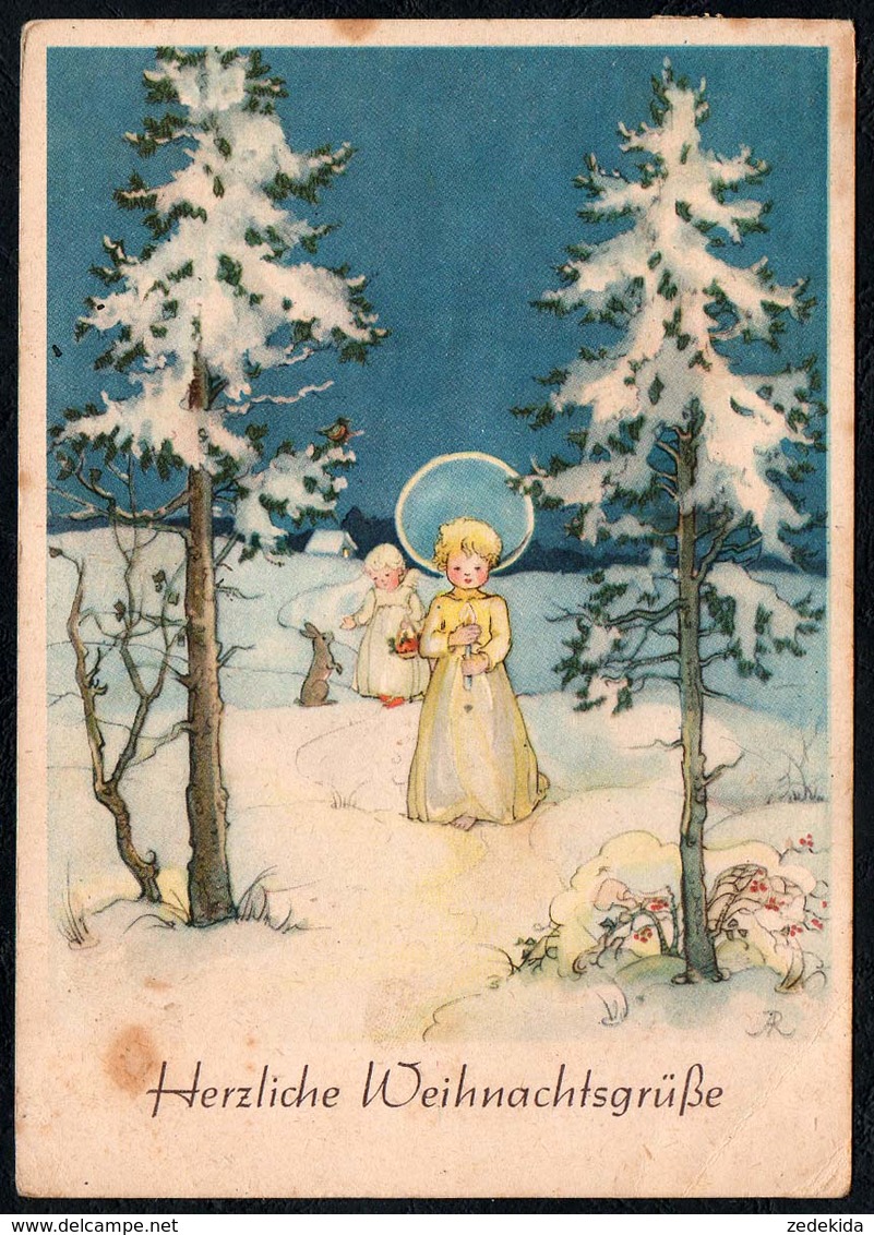 C0477 - Anita Rahlwes Glückwunschkarte Weihnachten Engel Angel - Winterlandschaft - Klautzsch - Sonstige & Ohne Zuordnung