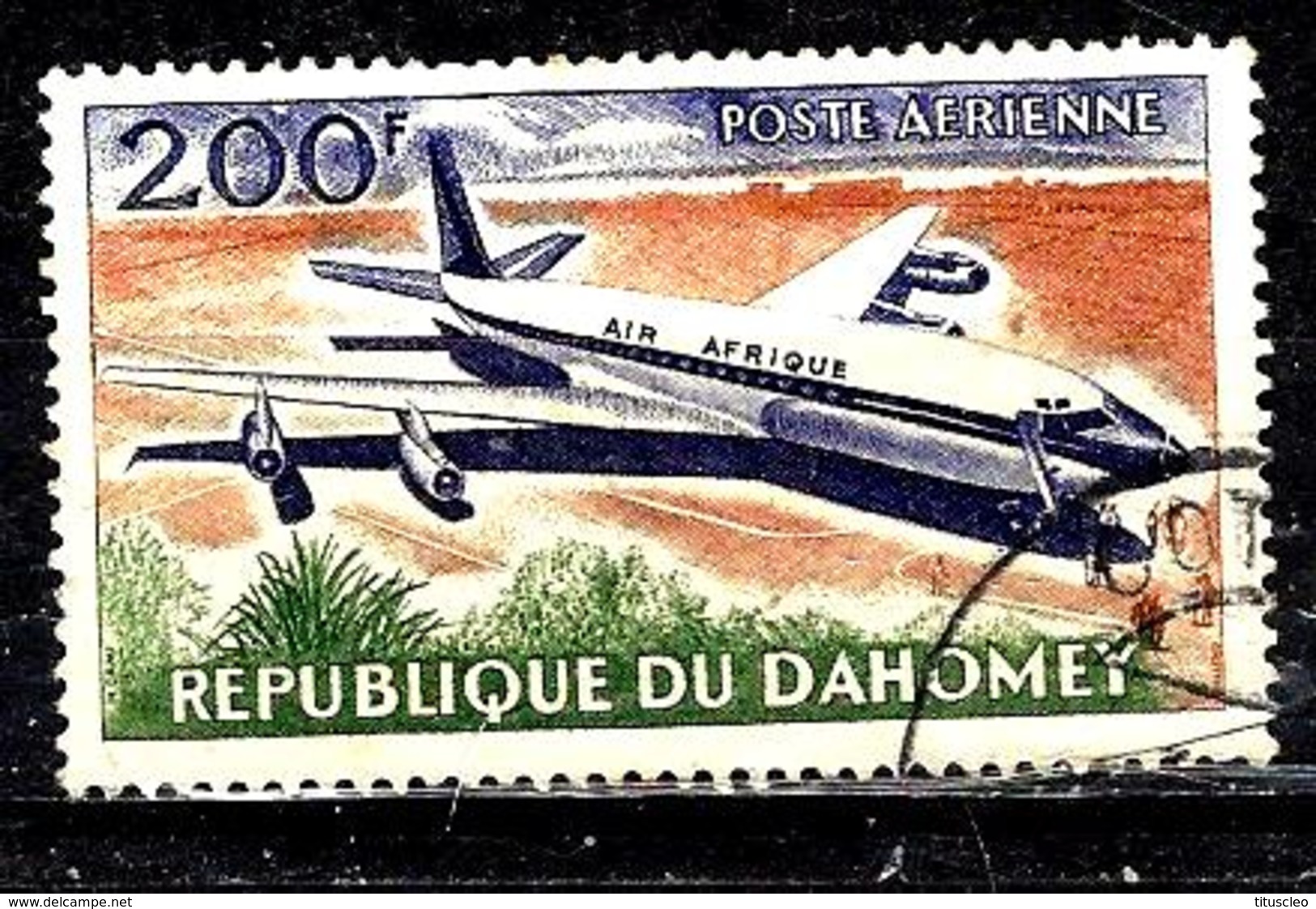 DAHOMEY Aer25° 200f Brun-orange, Violet Et Vert Avions D'Air Afrique Douglas DC-8 (10% De La Cote + 015) - Bénin – Dahomey (1960-...)