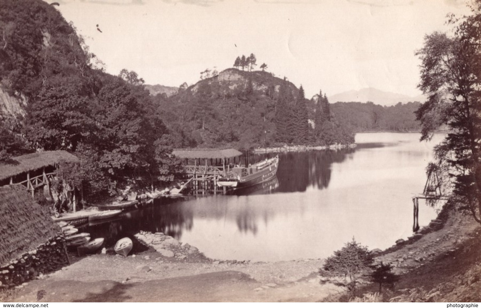 Ecosse Lac Loch Katrine Bateau Quai Ancienne Photo James Valentine 1880 - Anciennes (Av. 1900)