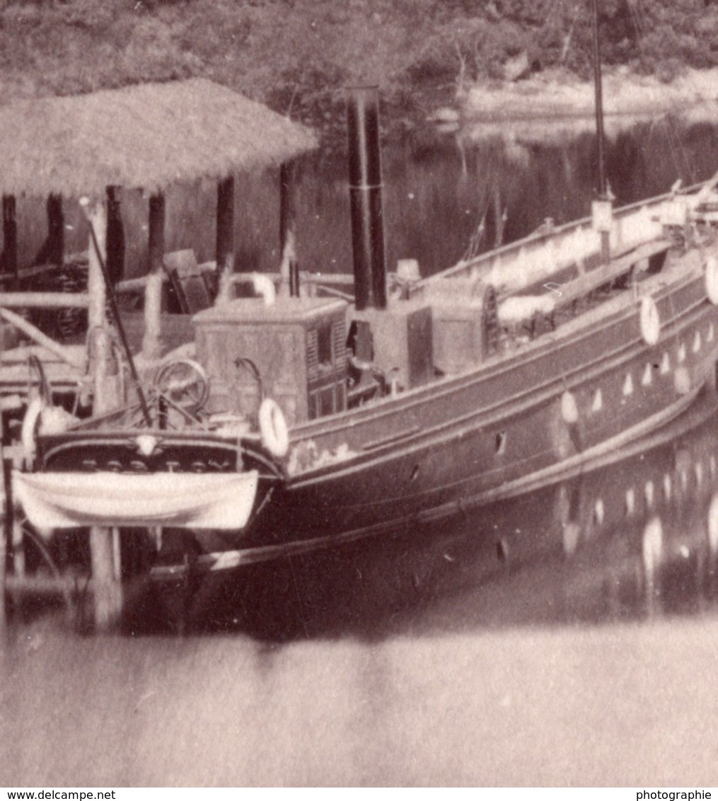 Ecosse Lac Loch Katrine Bateau Quai Ancienne Photo James Valentine 1880 - Anciennes (Av. 1900)