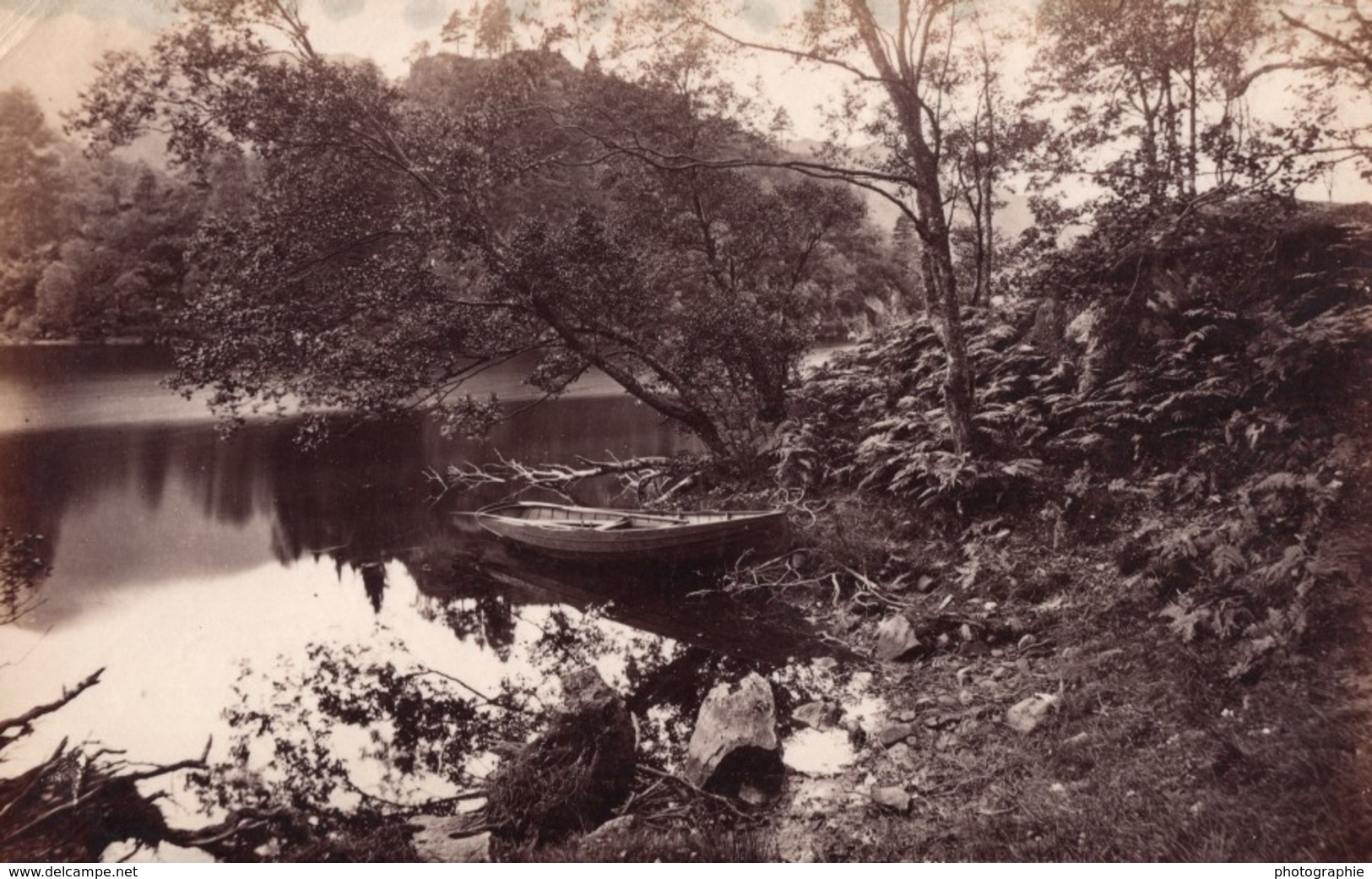 Ecosse Bord Du Lac Loch Katrine Barque Ancienne Photo James Valentine 1880 - Anciennes (Av. 1900)