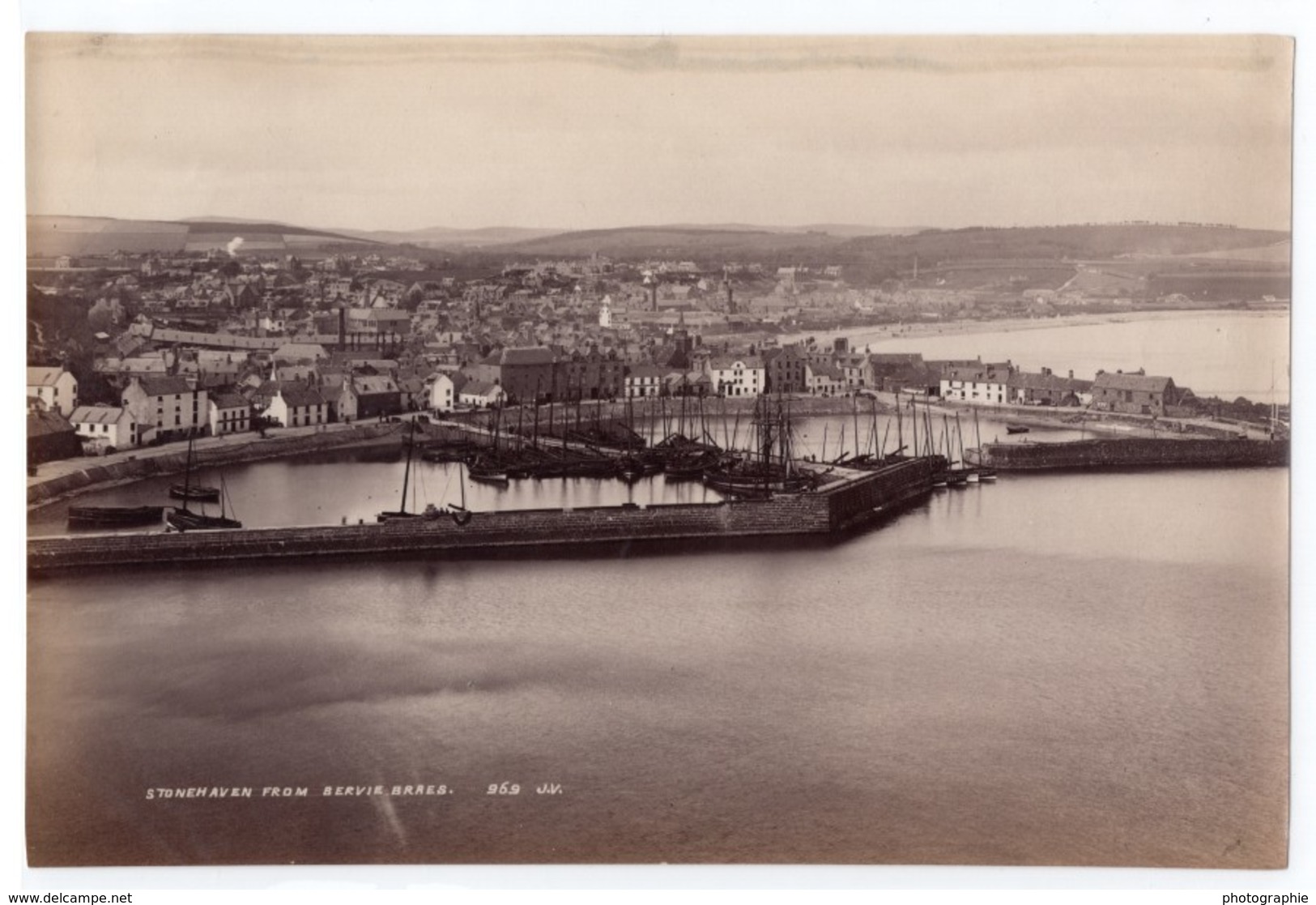 Ecosse Stonehaven Le Port Depuis Bervie Braes Ancienne Photo James Valentine 1880 - Anciennes (Av. 1900)