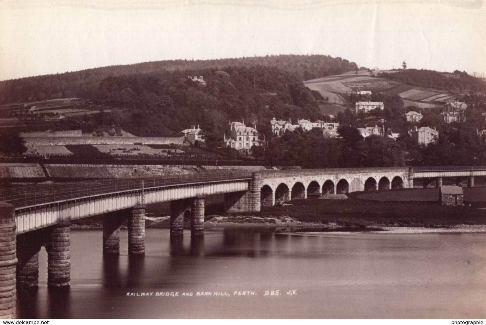 Ecosse Perth Pont Ferroviaire Barn Hill Ancienne Photo James Valentine 1880 - Anciennes (Av. 1900)