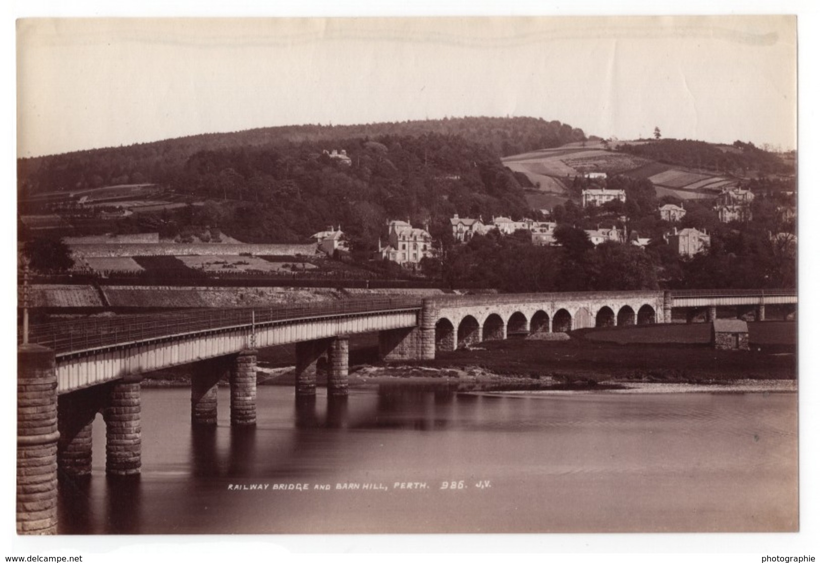 Ecosse Perth Pont Ferroviaire Barn Hill Ancienne Photo James Valentine 1880 - Anciennes (Av. 1900)