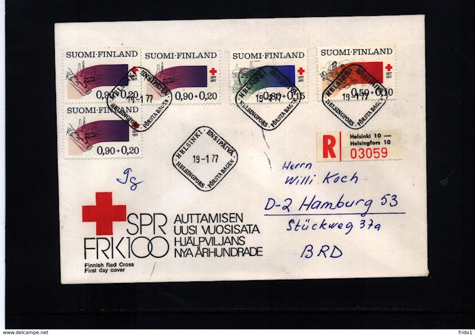 Finland 1977 Red Cross Interesting Registered Letter - Rotes Kreuz