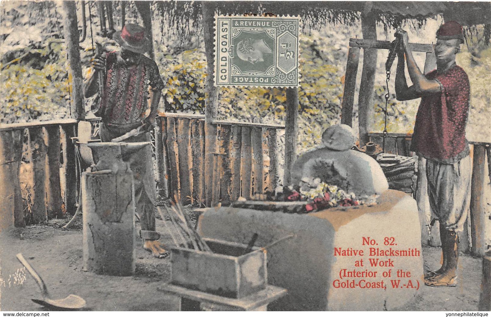 Ghana / Ethnic - 22 - Native Blacksmith At Work - Défaut - Décollée - Ghana - Gold Coast