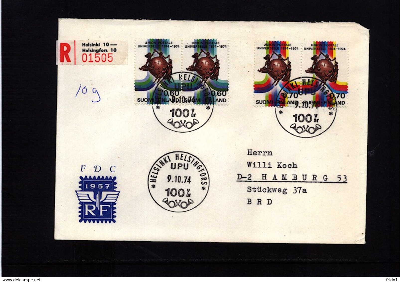 Finland 1974 UPU Interesting Registered Letter - WPV (Weltpostverein)