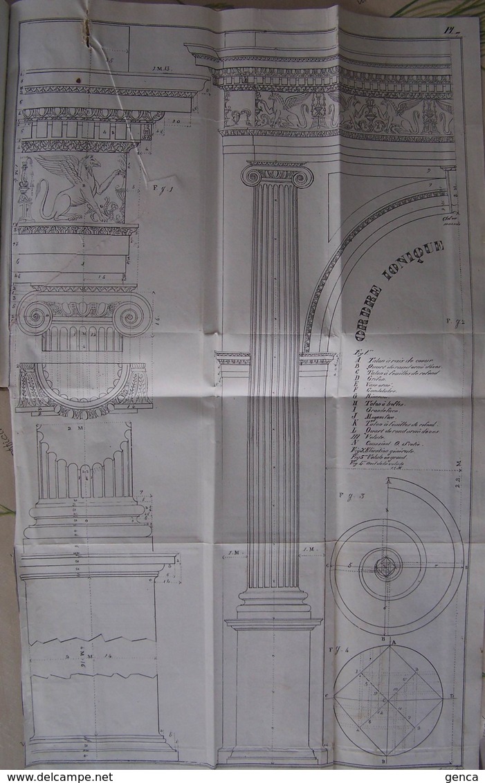 Livre manuscrit , Principes dessin d'architecture par Navlet ,professeur Ecole Normale Supérieure de Châlons sur Marne