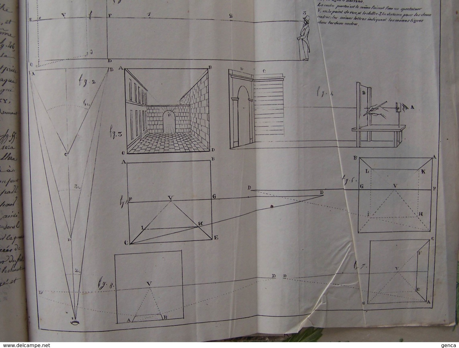 Livre manuscrit , Principes dessin d'architecture par Navlet ,professeur Ecole Normale Supérieure de Châlons sur Marne