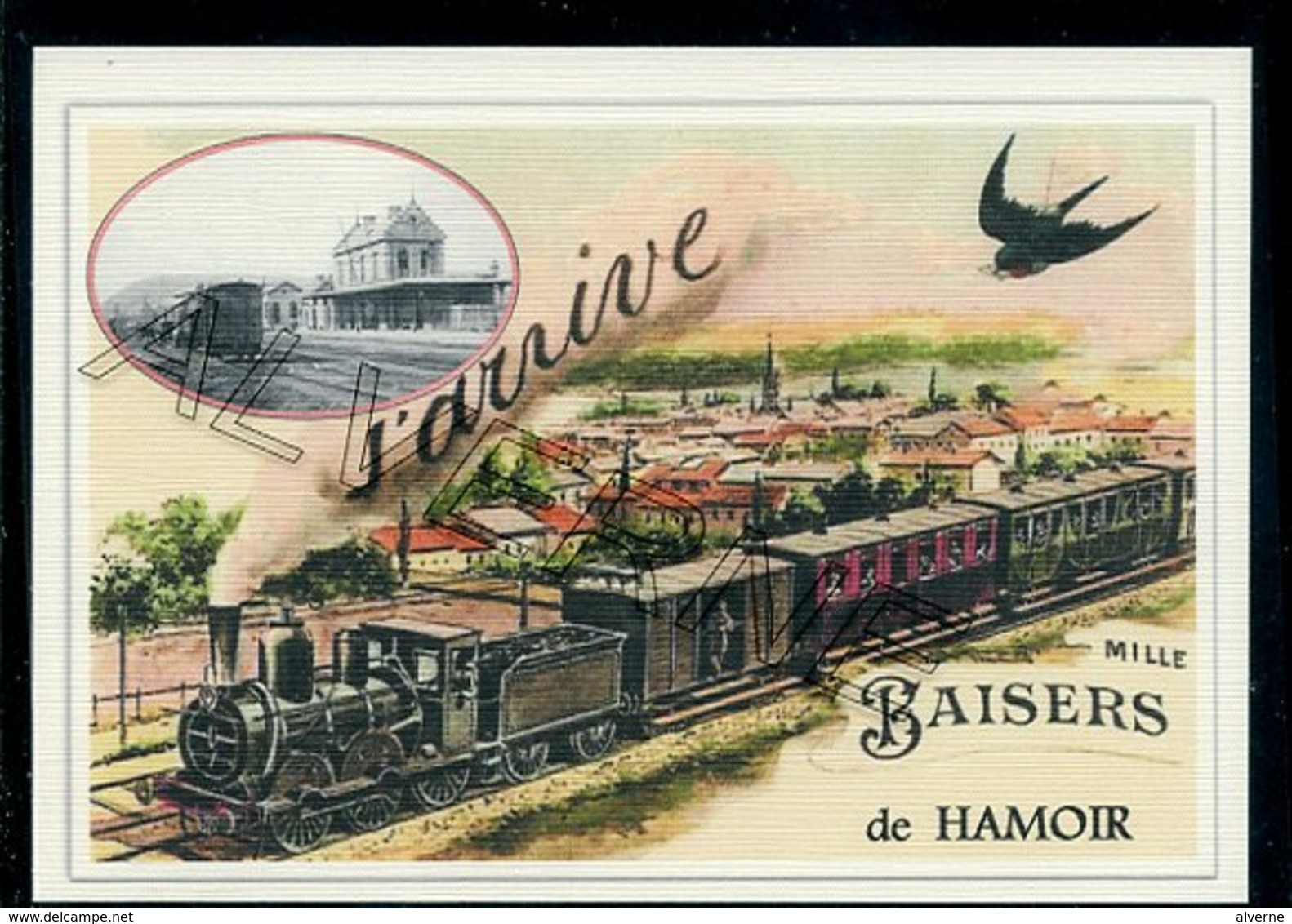 HAMOIR  .....  2 Cartes Souvenirs Gare ... Train  Creations Modernes Série Limitée - Hamoir
