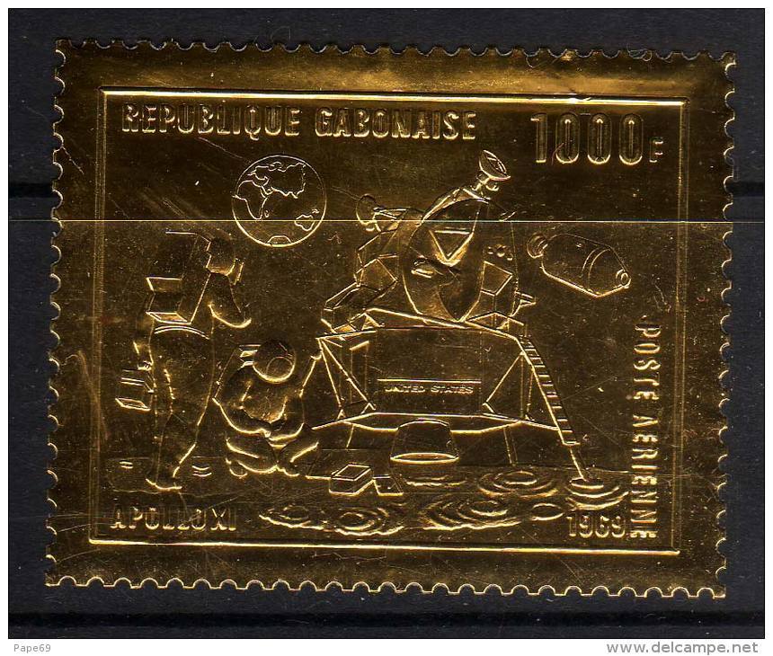 Gabon PA  N° 92  XX L'homme Sur La Lune Sur Feuille D'or Sans Charnière, TB - Gabon (1960-...)