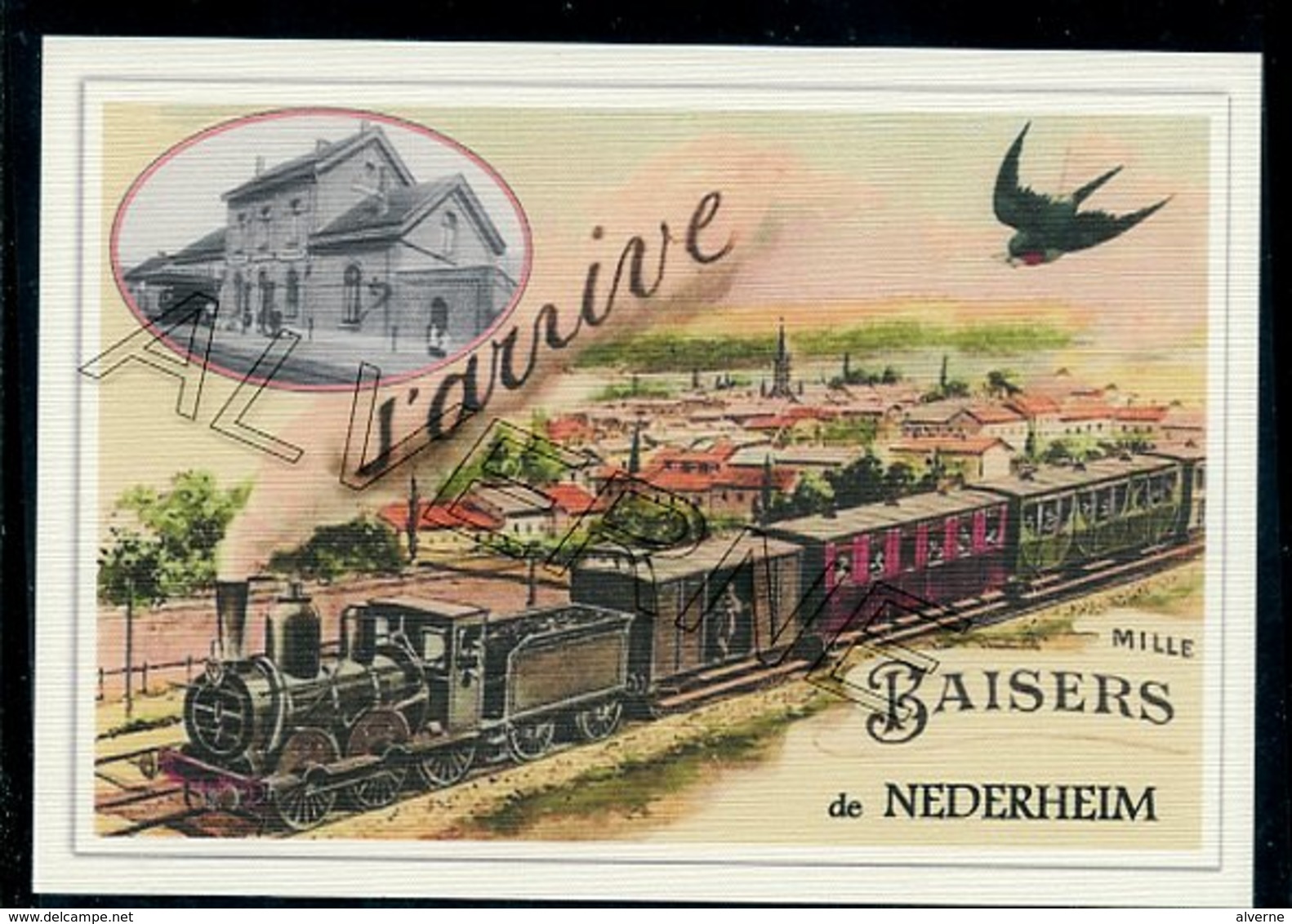 NEDERHEIM  .....  2 Cartes Souvenirs Gare ... Train  Creations Modernes Série Limitée - Tongeren