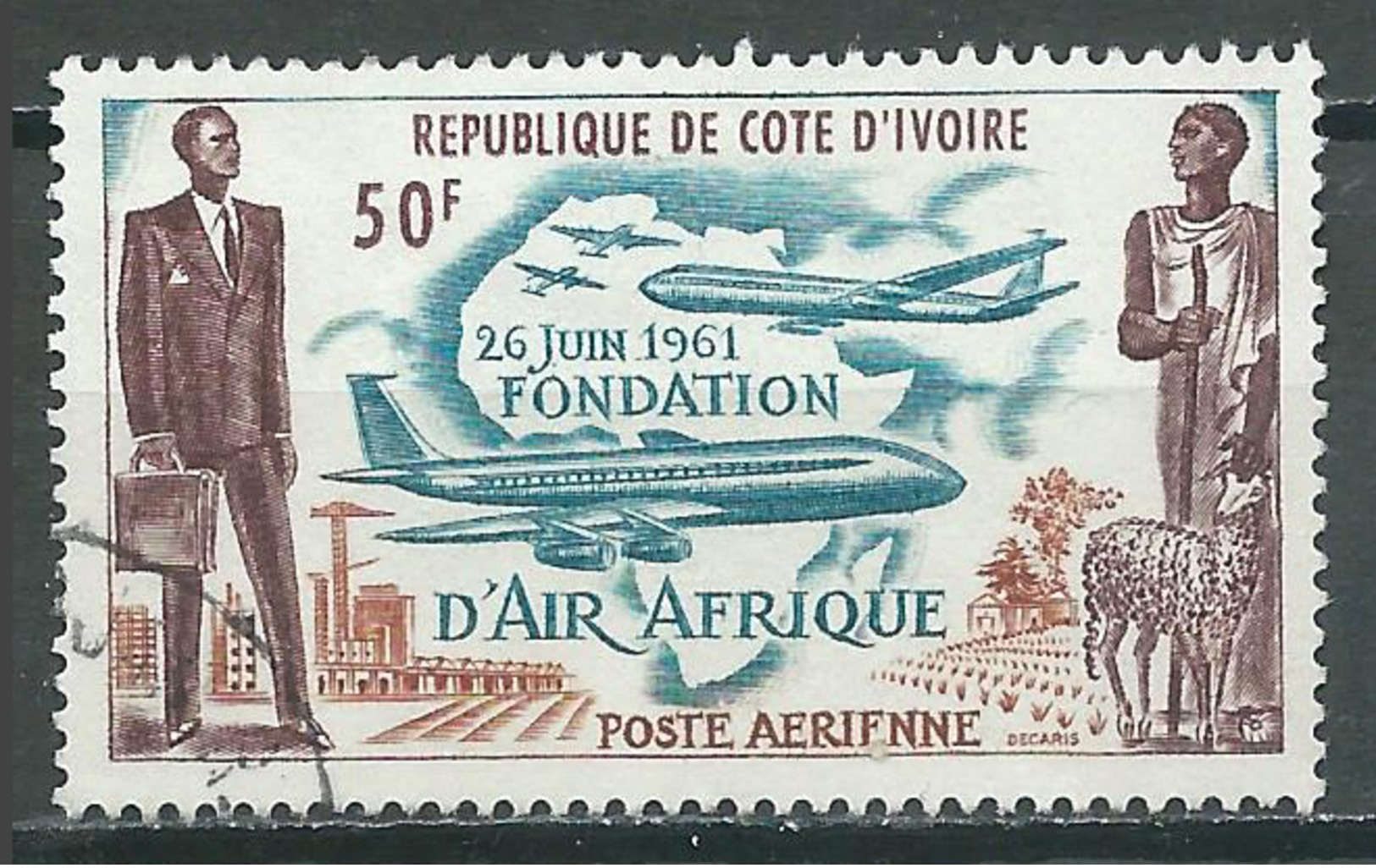 Cote D'Ivoire Poste Aérienne YT N°22 Fondation D'Air Afrique Oblitéré ° - Côte D'Ivoire (1960-...)
