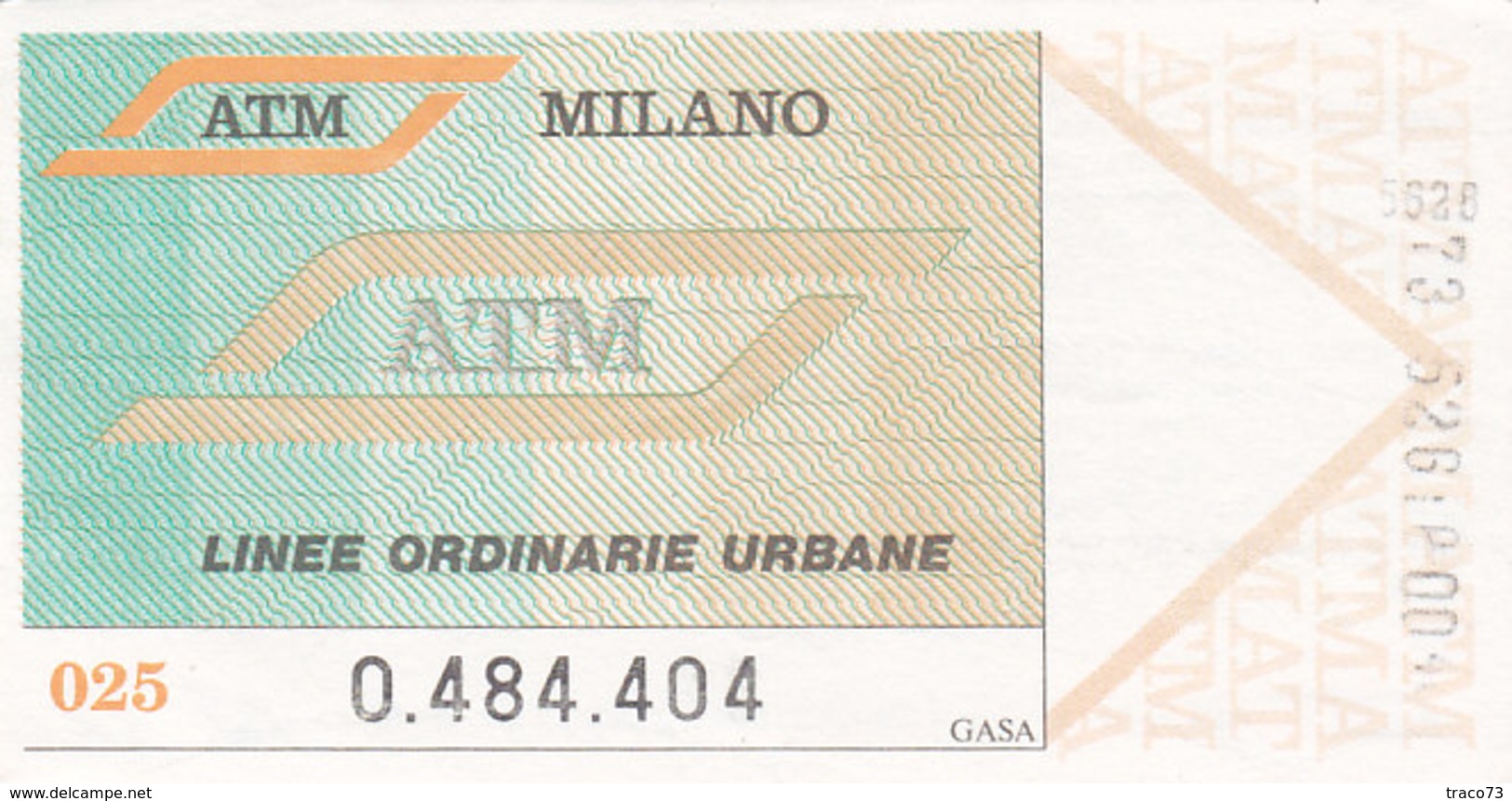 MILANO  /  Biglietto - Linee Ordinarie Urbane  _ A.T.M. - Europa