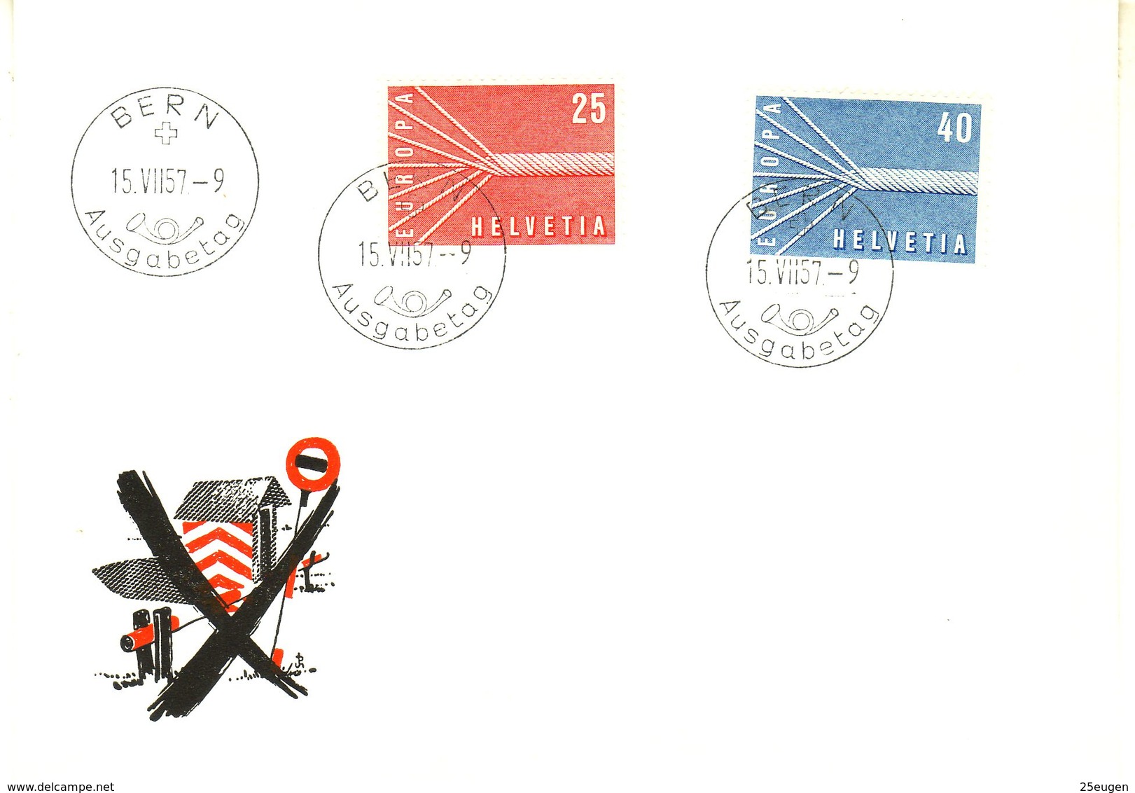 SWITZERLAND 1957  EUROPA CEPT FDC / De Postmark ) - 1957