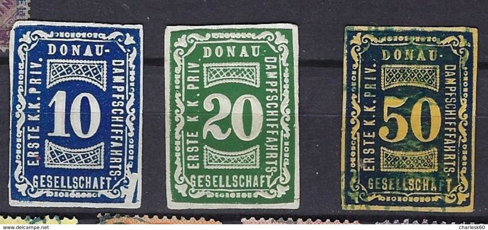 Austria 1889: 3 Danube River DDSG Steamboat Line Revenue Compagnie Danubienne De Navigation à Vapeur - Used Stamps