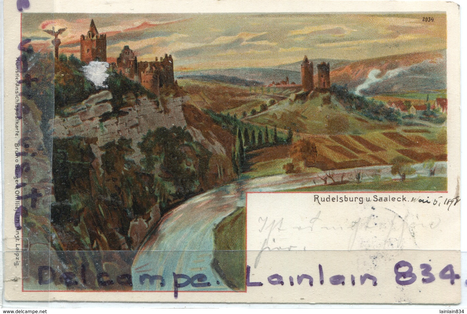 - Rudelsburg . U Saaleck - 1898, Précurseur, Timbre, Belles Couleurs, épaisse, écrite, BE, Scans.. - Autres & Non Classés