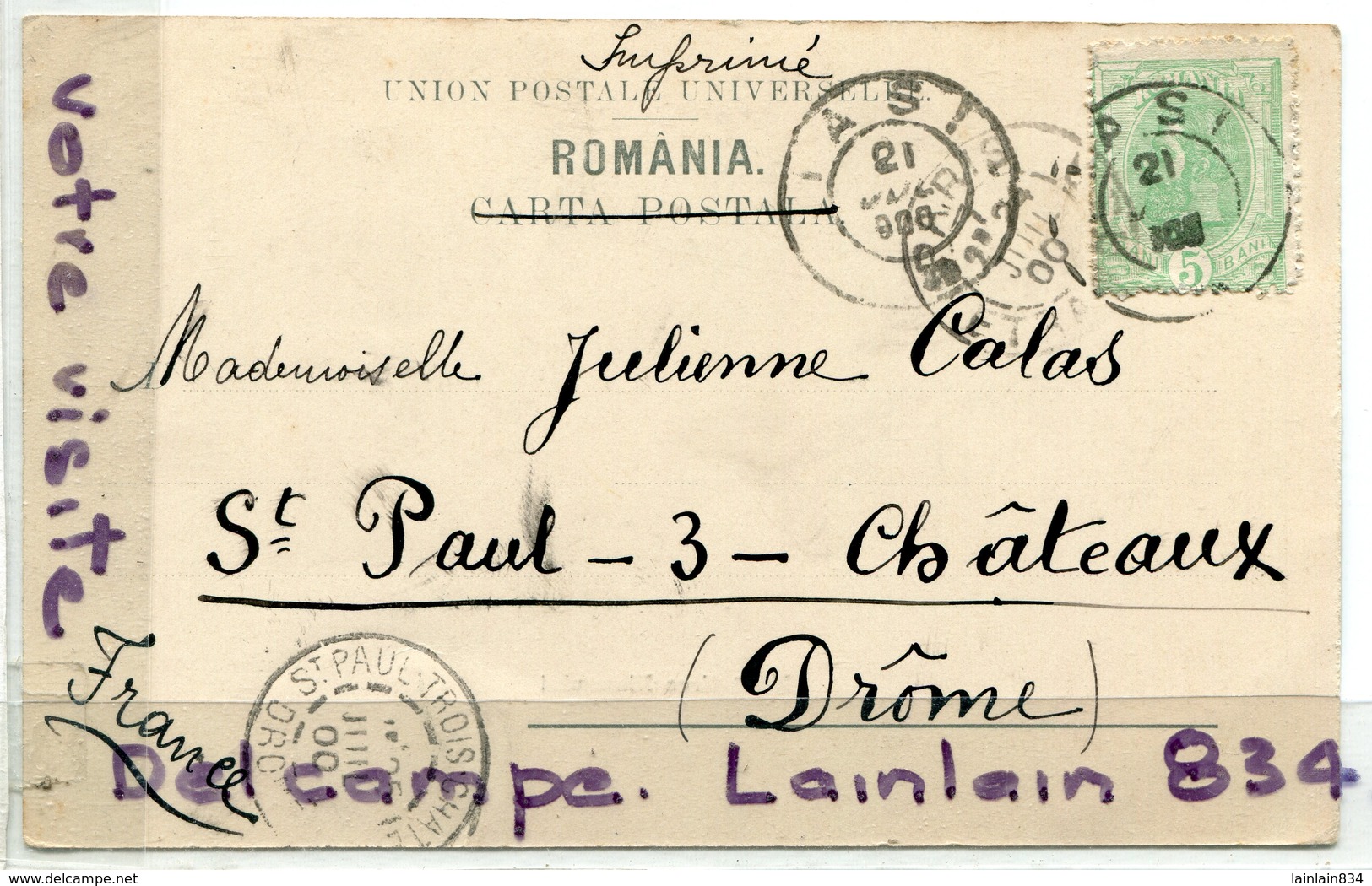 - Roumanie - Roumania, Monastira, Niamtuluy, Jassy, Peu Courante, épaisse, écrite, 1898, TTBE, Scans. - Roemenië