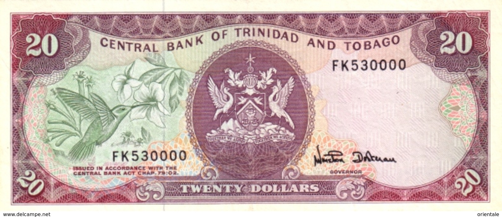 TRINIDAD & TOBAGO P. 39d 20 D 1985 UNC - Trinidad & Tobago