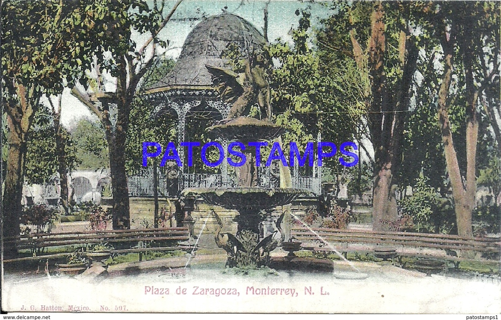 105067 MEXICO MONTERREY NUEVO LEON SQUARE PLAZA DE ZARAGOZA & FUENTE SOURCE POSTAL POSTCARD - Mexique