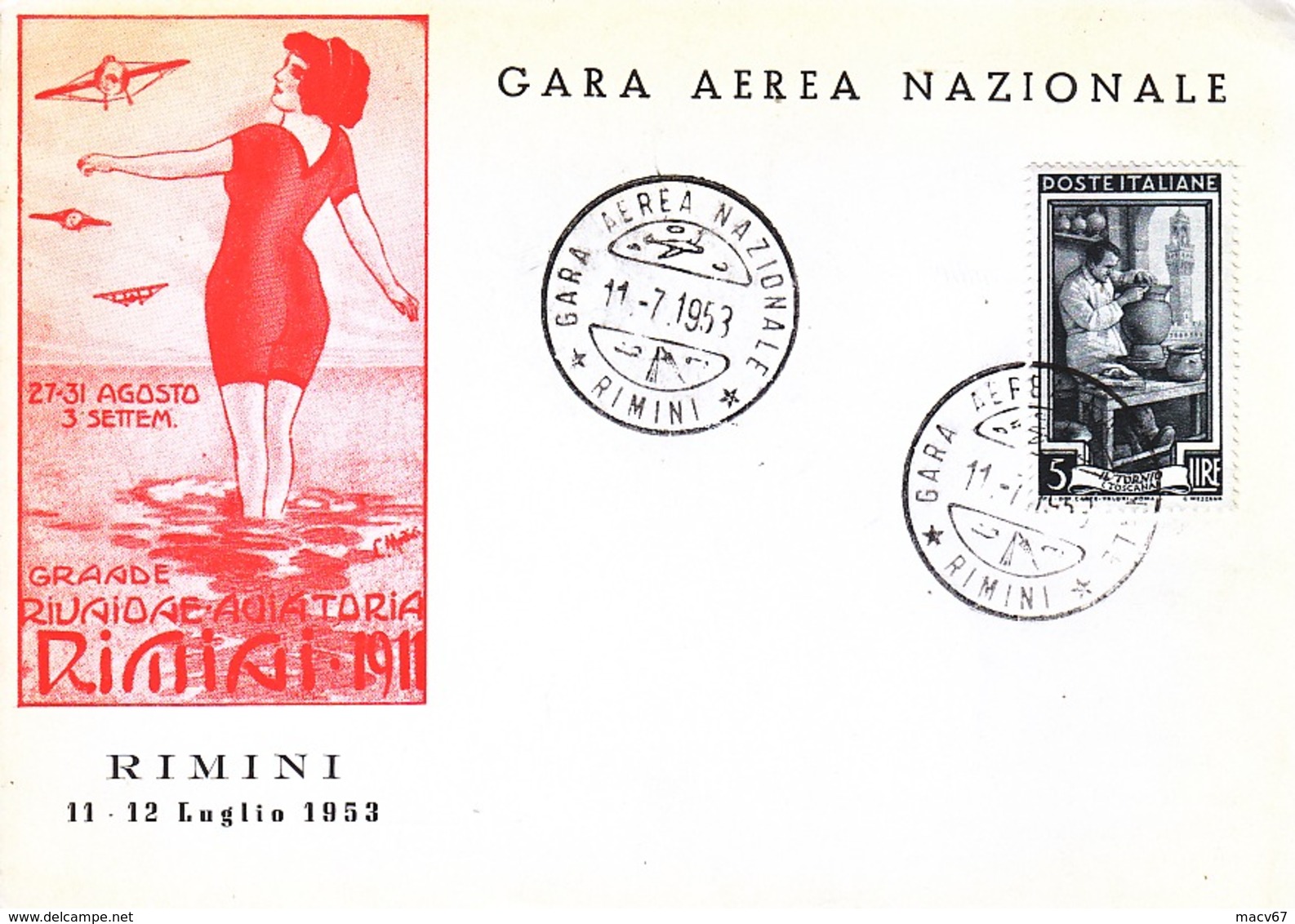 ITALY  RIMINI  AIR  RACES   1953 - 1946-60: Marcophilia