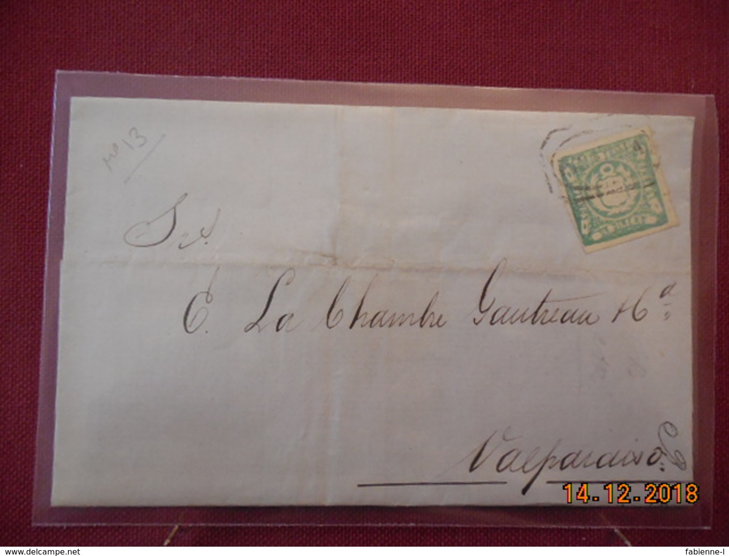 Lettre Du Perou De 1873 A Destination De Valparaiso - Perù