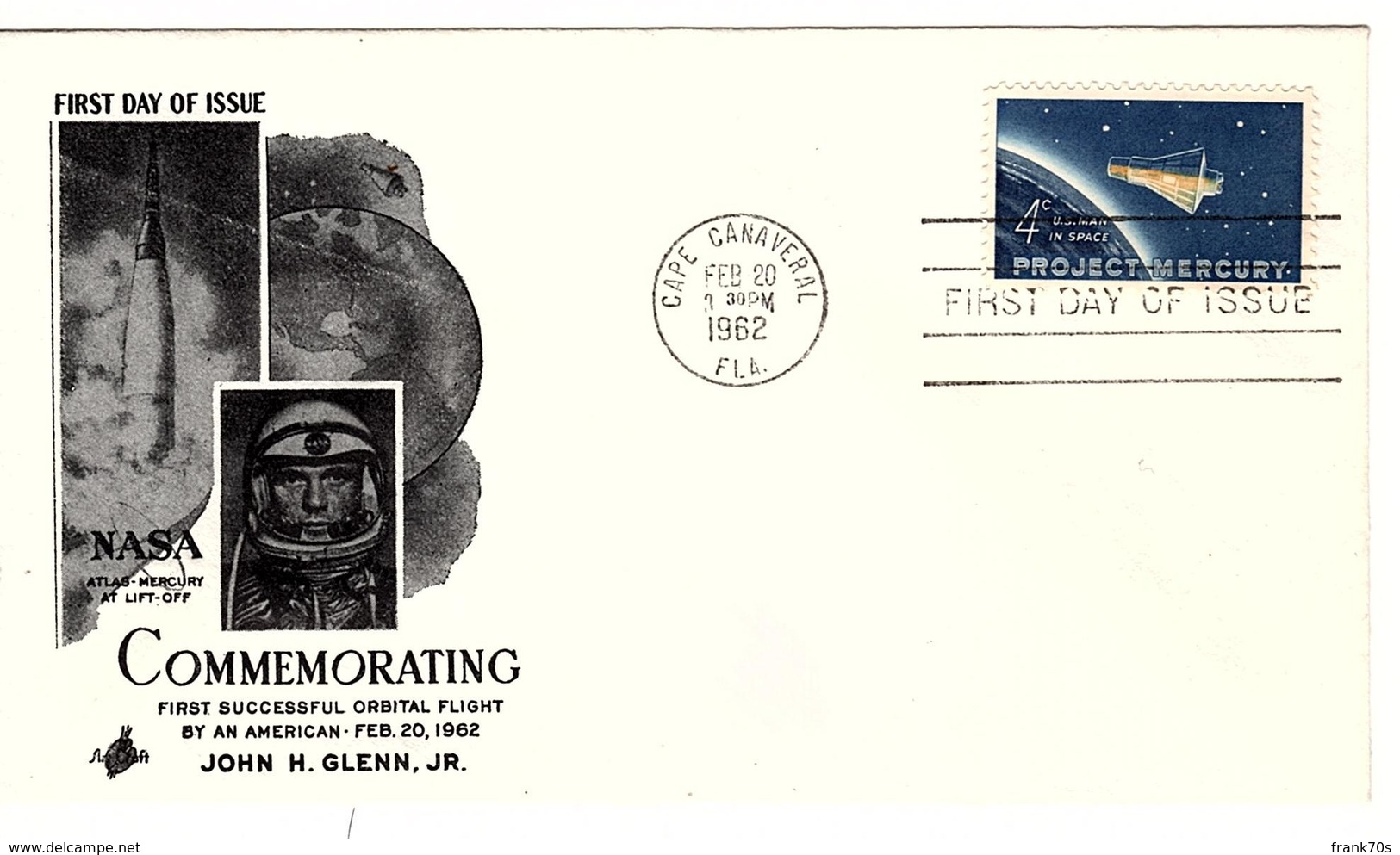 Premier Jour D'Emission John H Glenn Jr Cape Canaveral 20/02/1962 - Other & Unclassified