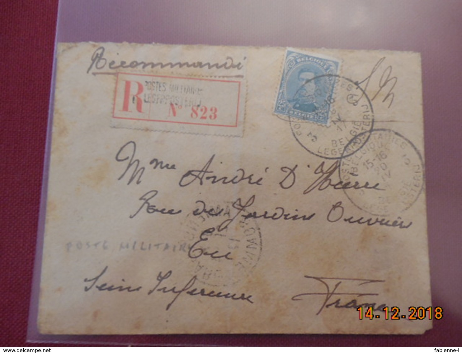 Lettre De Belgique De 1917 Pour La France En Recommande (Poste Militaire) - Marques D'armées