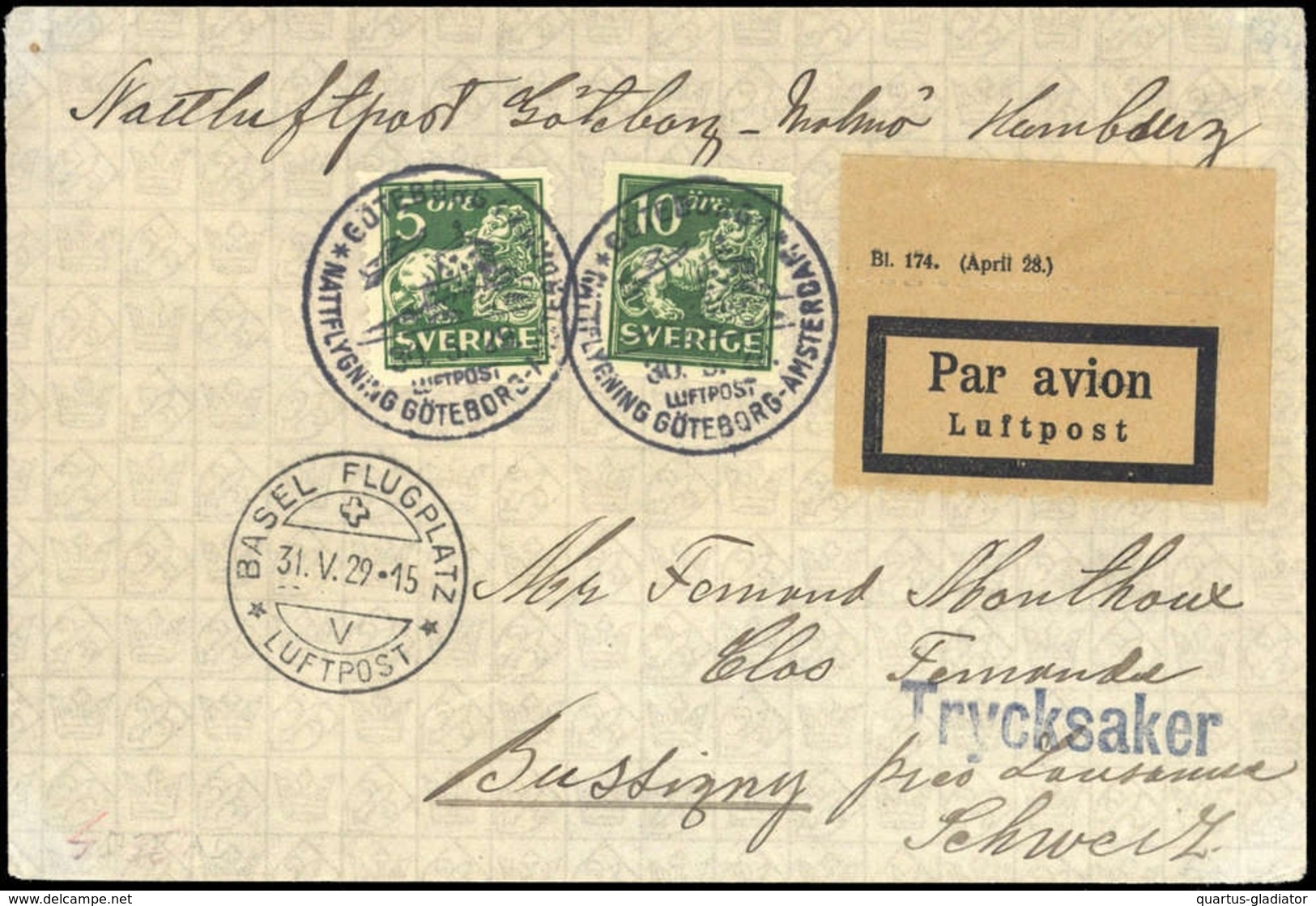 1929, Schweden, 176 I A (2), Brief - Sonstige & Ohne Zuordnung