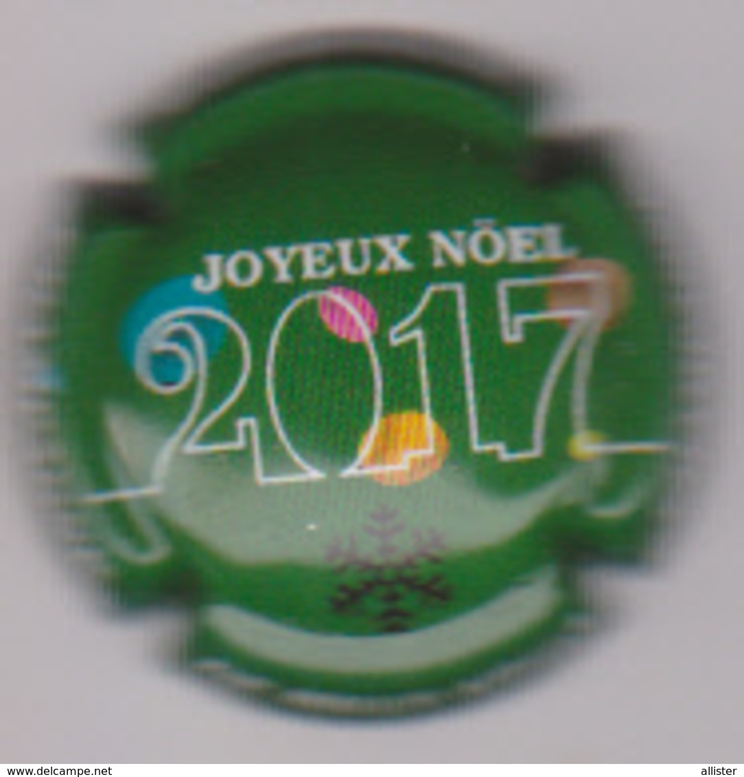 Capsule Champagne DE MILLY Albert ( Nr ; Joyeux Noel 2017 , Fond Vert ) {S51-18} - Autres & Non Classés