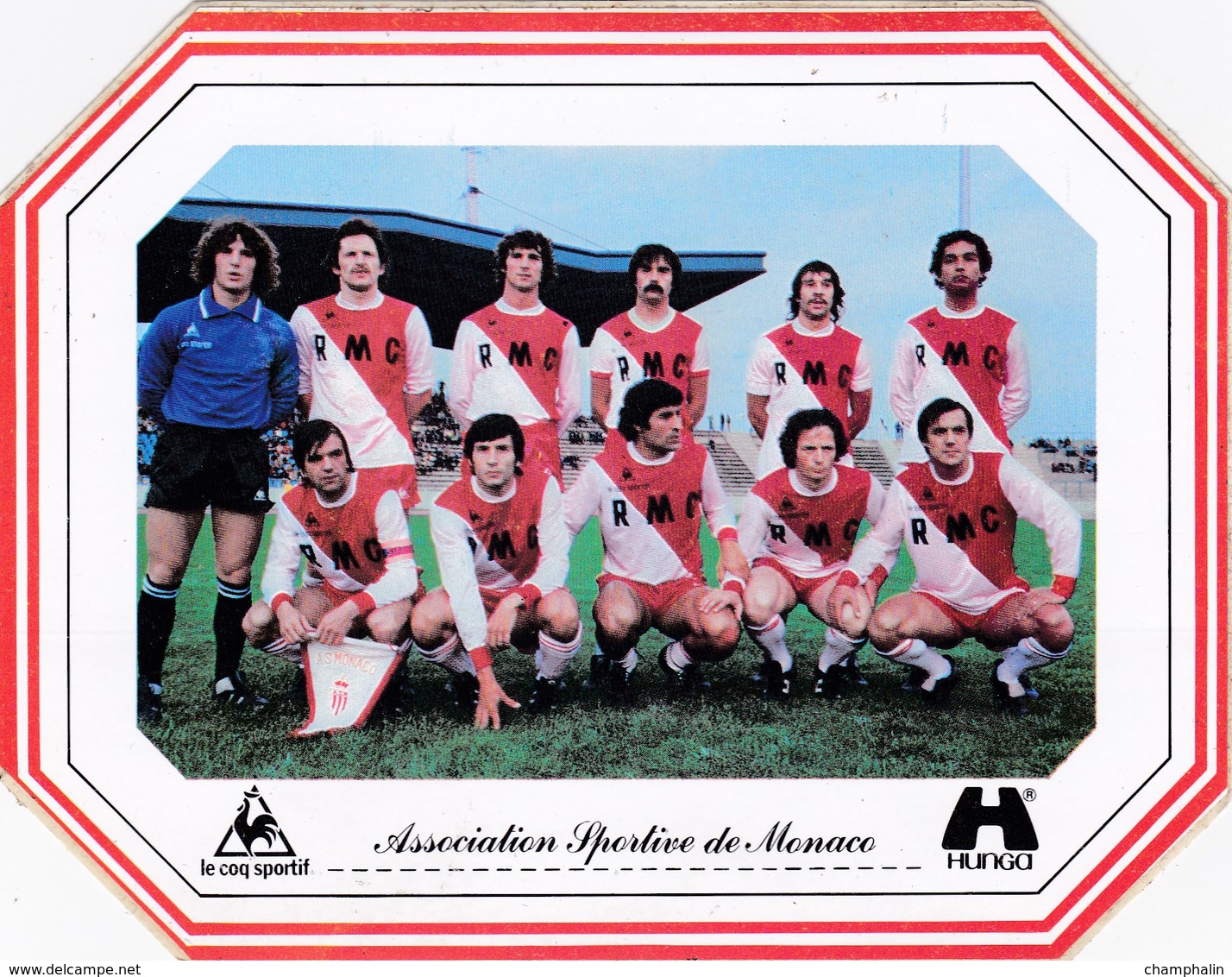 Autocollant Football Championnat France Division 1 Saison 1978/79 - AS Monaco - Le Coq Sportif Hunga - Courbis Ettori - Autres & Non Classés