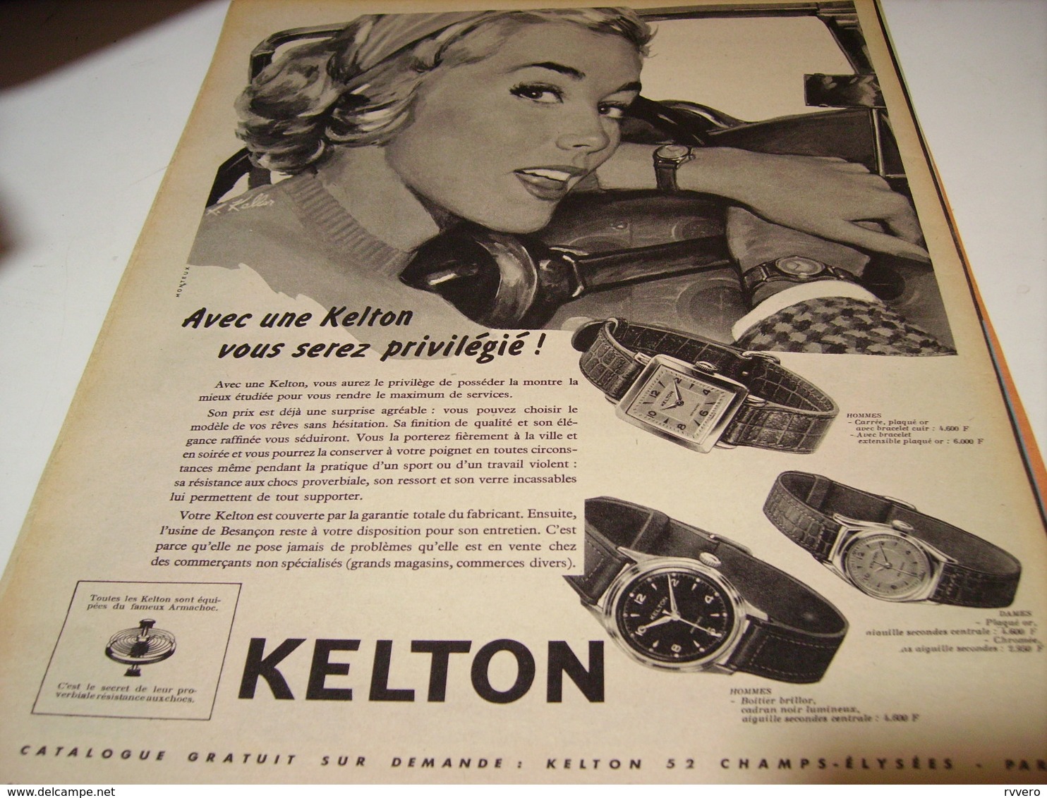 ANCIENNE PUBLICITE MONTRE KELTON PRIVILEGIE  1958 - Autres & Non Classés