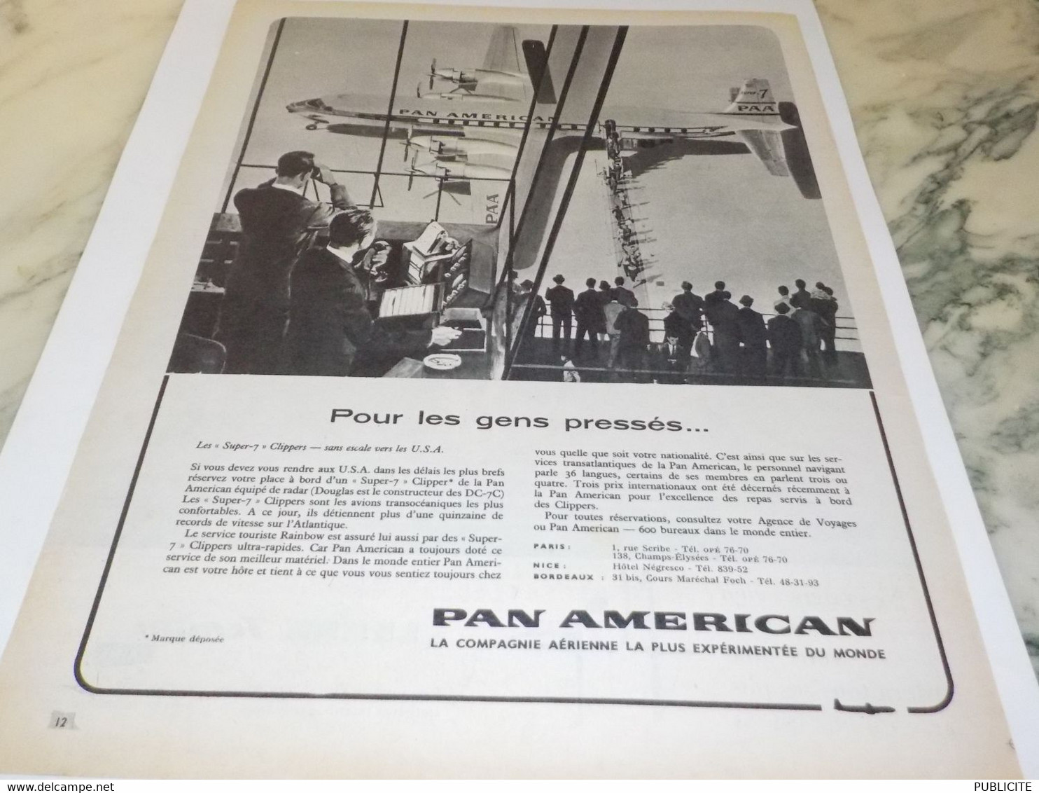 ANCIENNE PUBLICITE PAN AMERICAN EXPERIANCE  1958 - Werbung