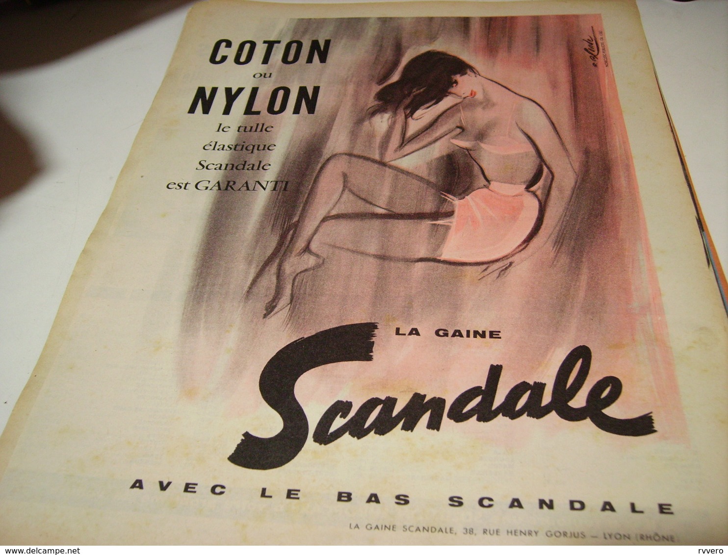 ANCIENNE PUBLICITE COTON NYLON SCANDALE  1958 - Publicités