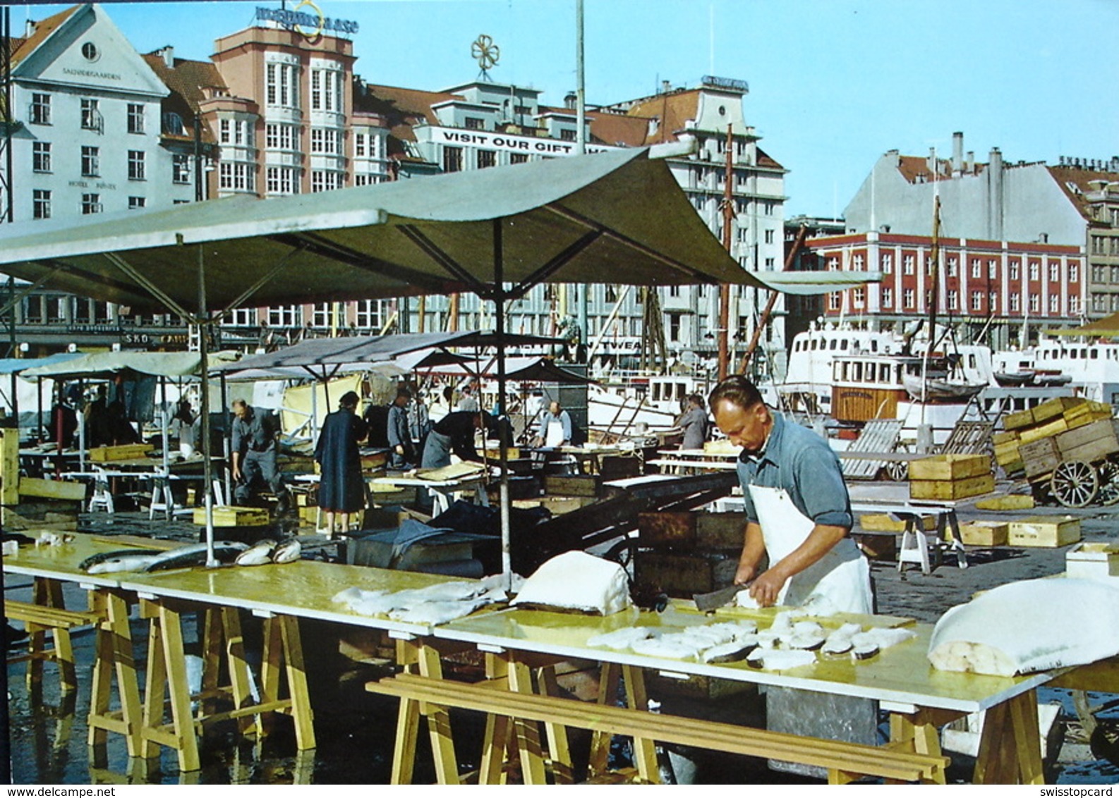 BERGEN Parti Fra Fisketorget Fish Market Fischmarkt - Pesca