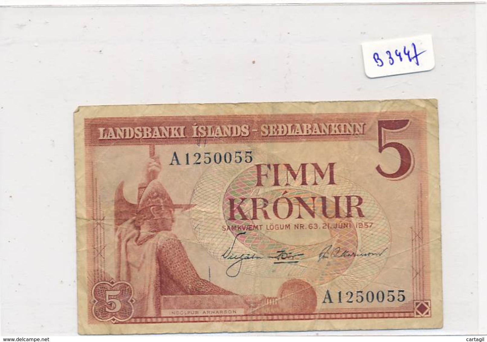 Billet - B3447 - Islande - Fimm Kronur ( Catégorie,  Nature état ... Se Référer Au Double Scan) - Islanda