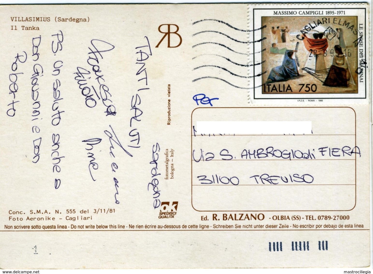 VILLASIMIUS  CAGLIARI   Il Tanka  Nice Stamp - Cagliari