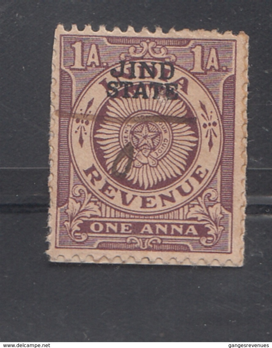 JHUND  State  1A  Violet  Revenue  Type 20  #  16183  D  India Inde Indien Revenue Fiscaux - Jhind