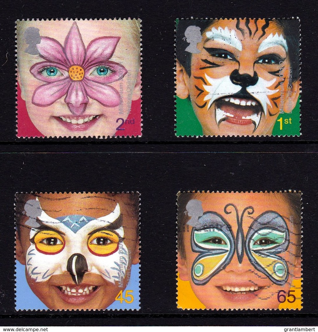 Great Britain 2001 New Millenium. Rights Of The Child. Face Paintings Set Of 4 Used - Oblitérés